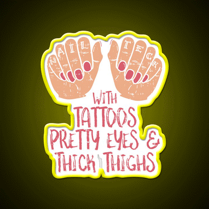 Nail Tech With Tattoos Pretty Eyes Thick Thighs Nail Salon Led Neon Sign Rgb Color - Custom LED neon sign front view
