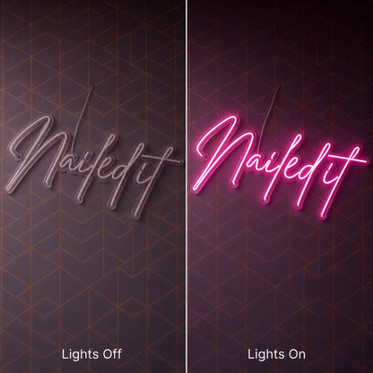 Nailed It LED Neon Sign Garage Man Cave Neon Sign day and night comparison