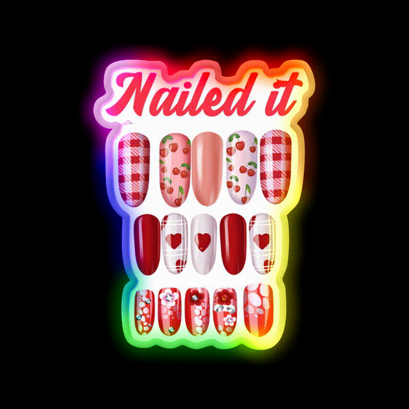 Nailed It Nail Art For Fun Nail Salon Led Neon Sign Rgb Color - LED neon sign close-up detail