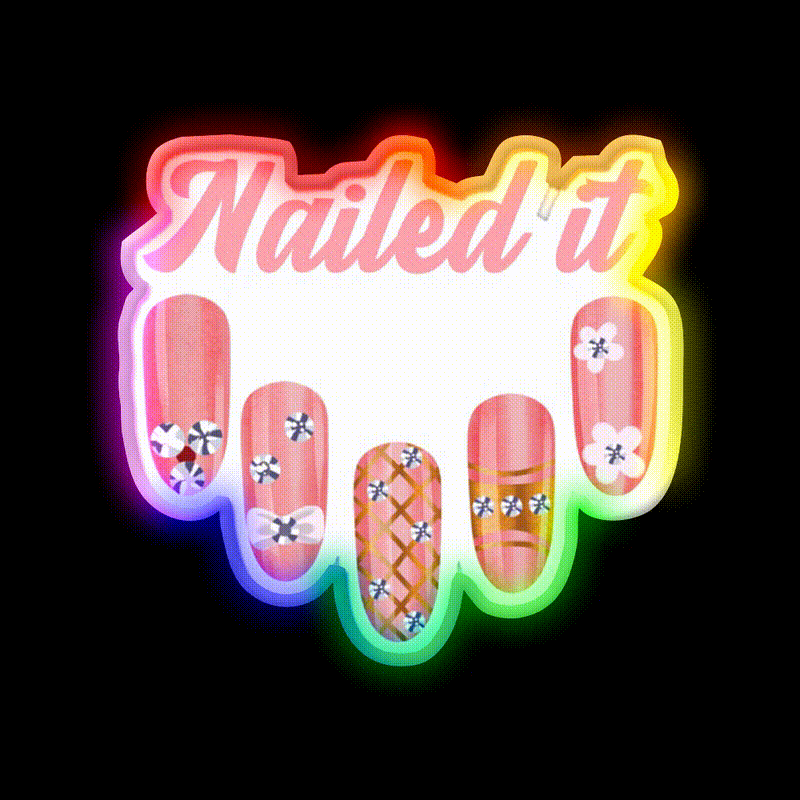 Nailed It Nail Art For Spring Nail Salon Led Neon Sign Rgb Color - LED neon sign close-up detail