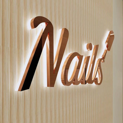 Nails 3D Backlit Letters Business Metal Led Sign - Shineneon