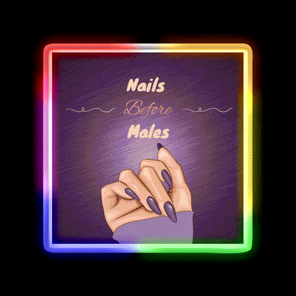 Nails Before Males In Purple Nail Salon Led Neon Sign Rgb Color - LED neon sign close-up detail