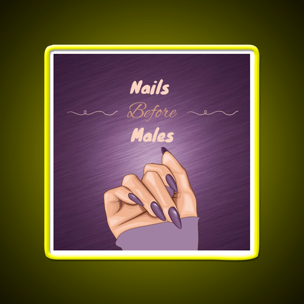 Nails Before Males In Purple Nail Salon Led Neon Sign Rgb Color - Custom LED neon sign front view