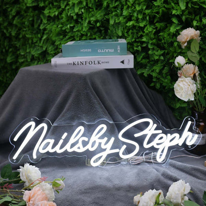 Nails By Steph White Led Neon Sign - Shineneon