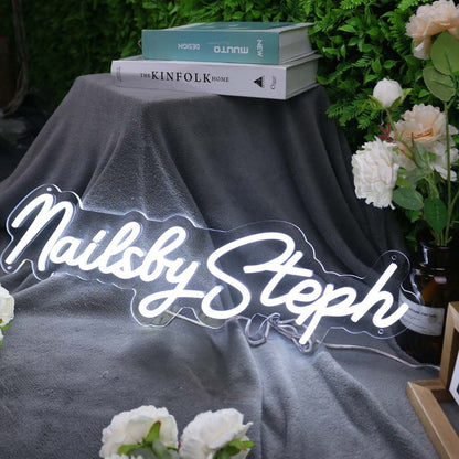 Nails By Steph White Led Neon Sign - Shineneon