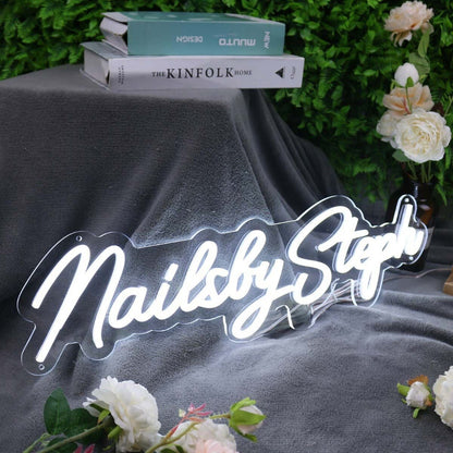 Nails By Steph White Led Neon Sign - Shineneon