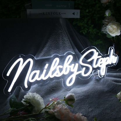 Nails By Steph White Led Neon Sign - Shineneon