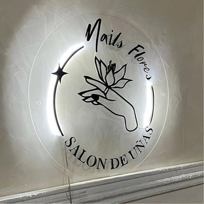 Nails Flower Salon Acrylic Business Logo Sign - Shineneon
