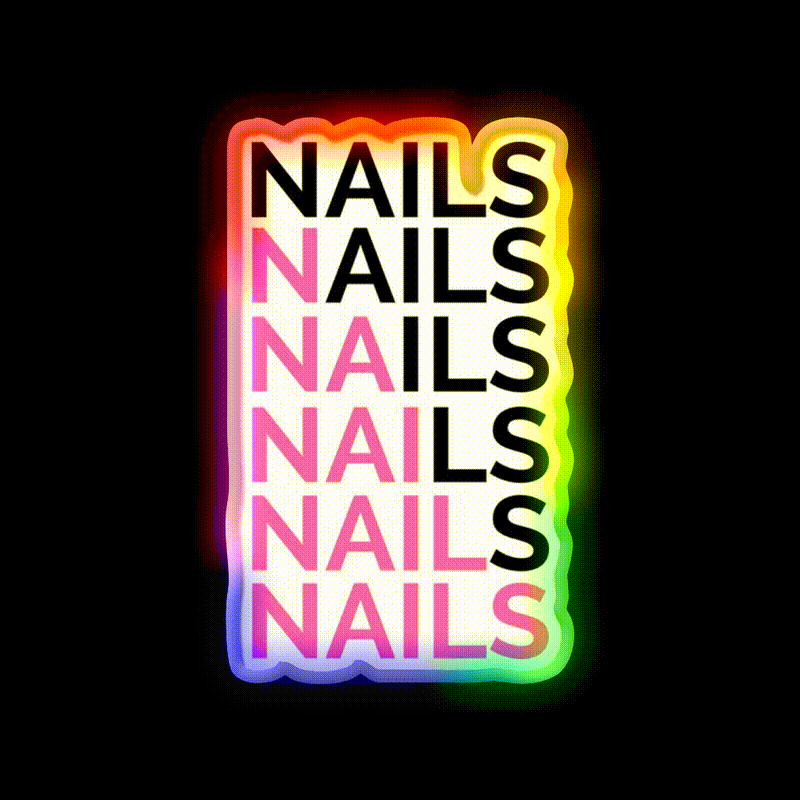 Nails Nails For A Nail Tech Nail Salon Led Neon Sign Rgb Color - LED neon sign close-up detail