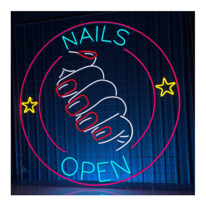 Nails Open Led Neon Sign Nails Open Welcome Decor Led Sign | Shineneon