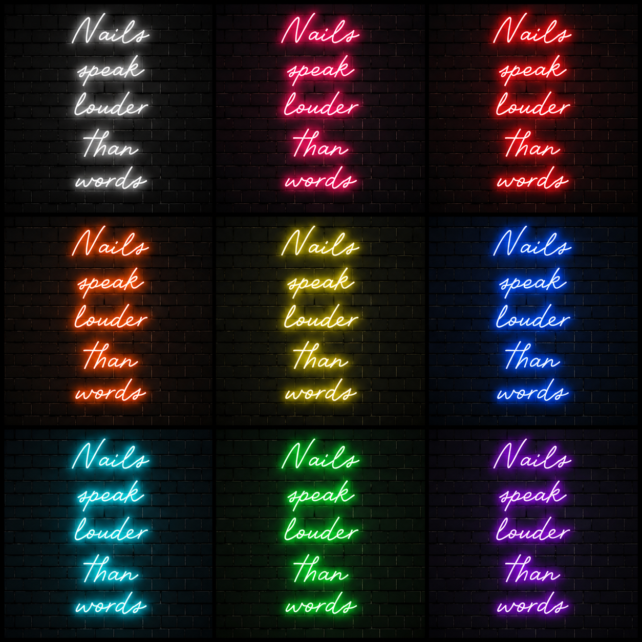 Nails Speak Louder Than Wall Decor LED Neon Sign - 05 Color Grid