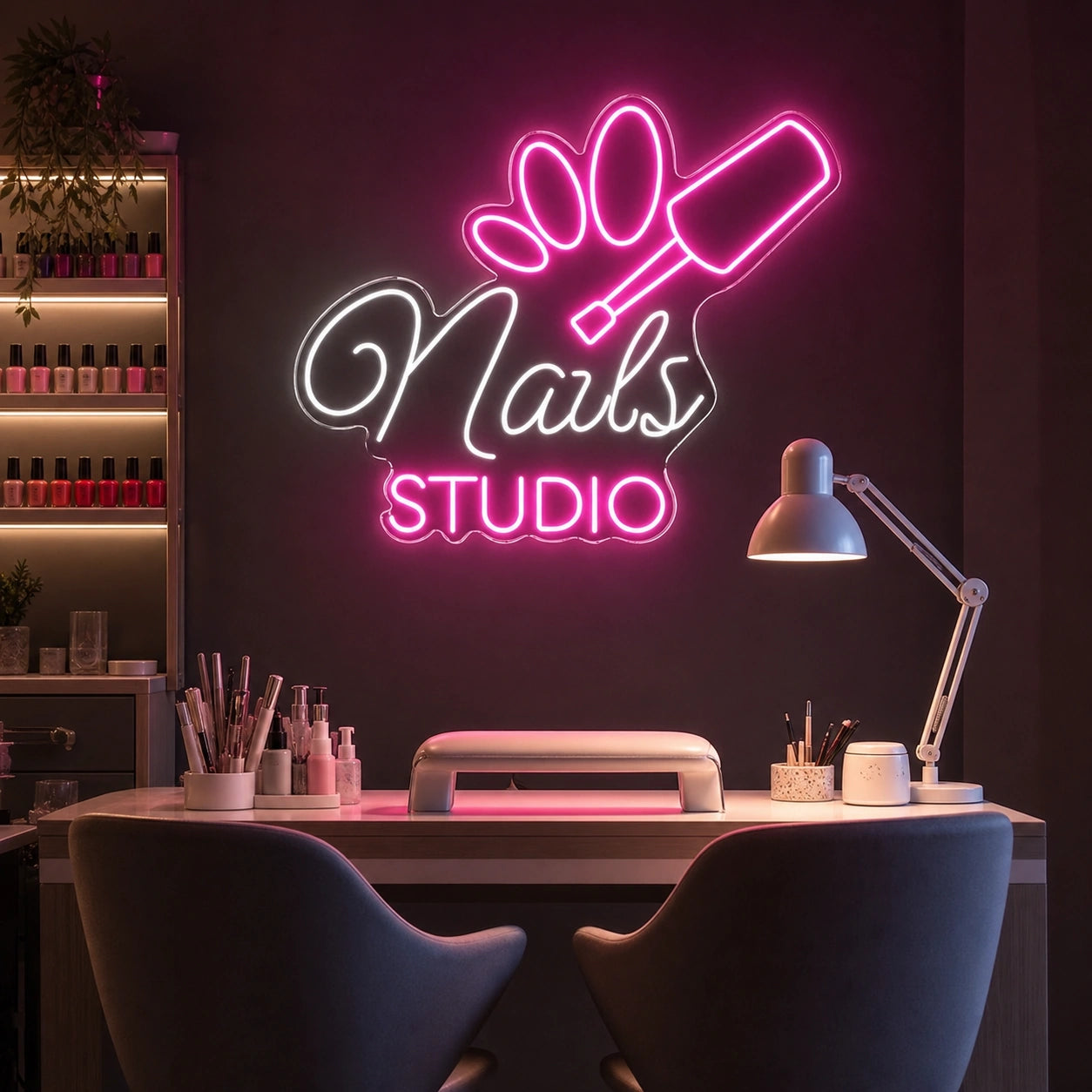Nails Studio Wall Decor LED Neon Sign Garage Man Cave Neon Sign real lifestyle scene