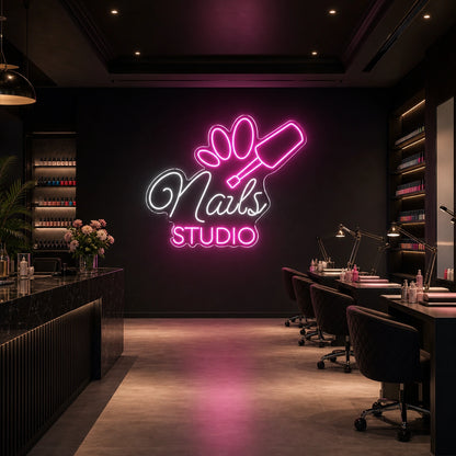 Nails Studio Wall Decor LED Neon Sign Garage Man Cave Neon Sign size image