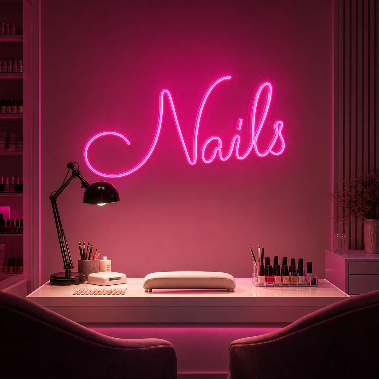 Nails Wall Art LED Neon Sign Garage Man Cave Neon Sign real lifestyle scene