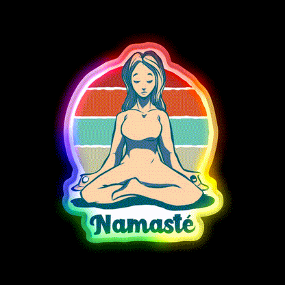 Namaste Best Yoga Girl Yoga Led Neon Sign For Wellness Space Rgb Color