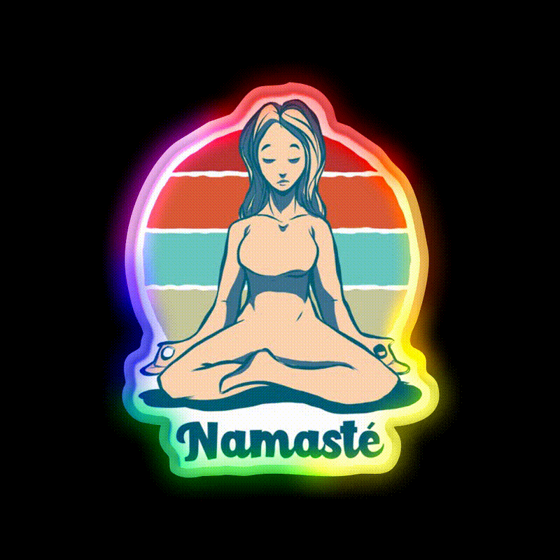 Namaste Best Yoga Girl Yoga Led Neon Sign For Wellness Space Rgb Color