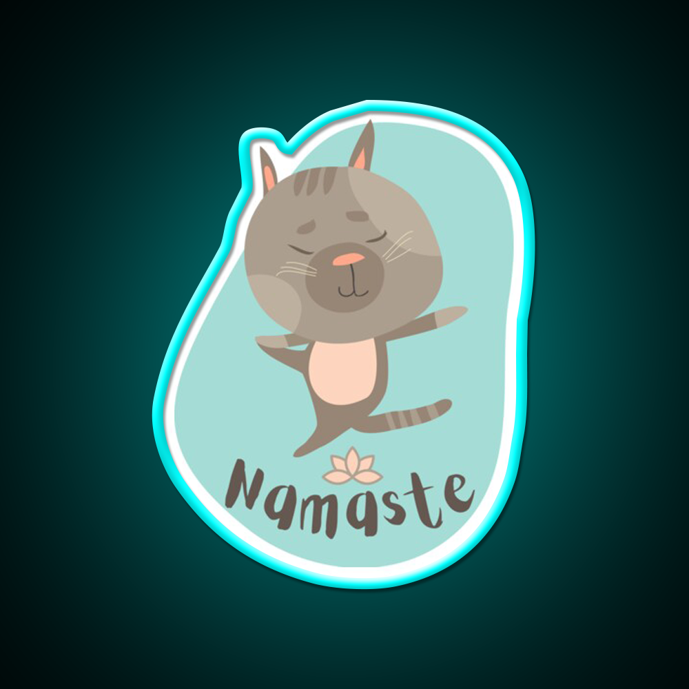 Namaste Cat Yoga Pose Yoga Led Neon Sign For Wellness Space Rgb Color