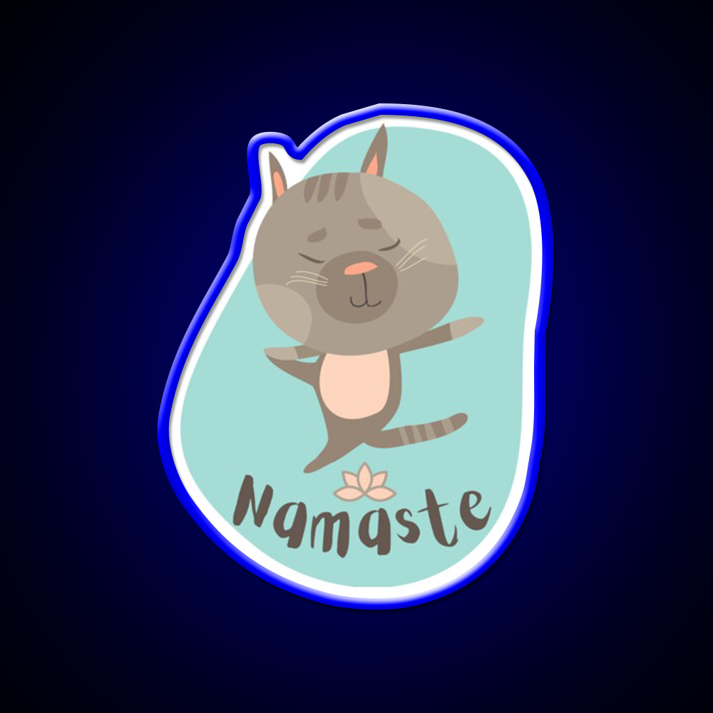 Namaste Cat Yoga Pose Yoga Led Neon Sign For Wellness Space Rgb Color