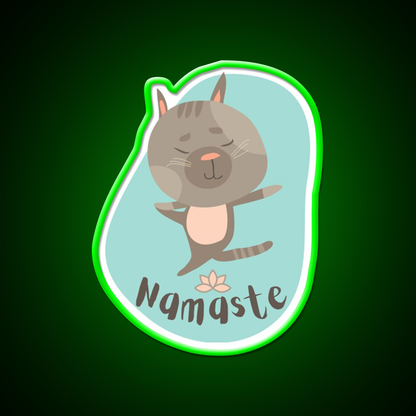 Namaste Cat Yoga Pose Yoga Led Neon Sign For Wellness Space Rgb Color