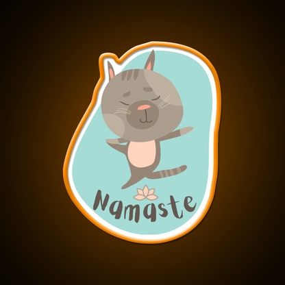 Namaste Cat Yoga Pose Yoga Led Neon Sign For Wellness Space Rgb Color