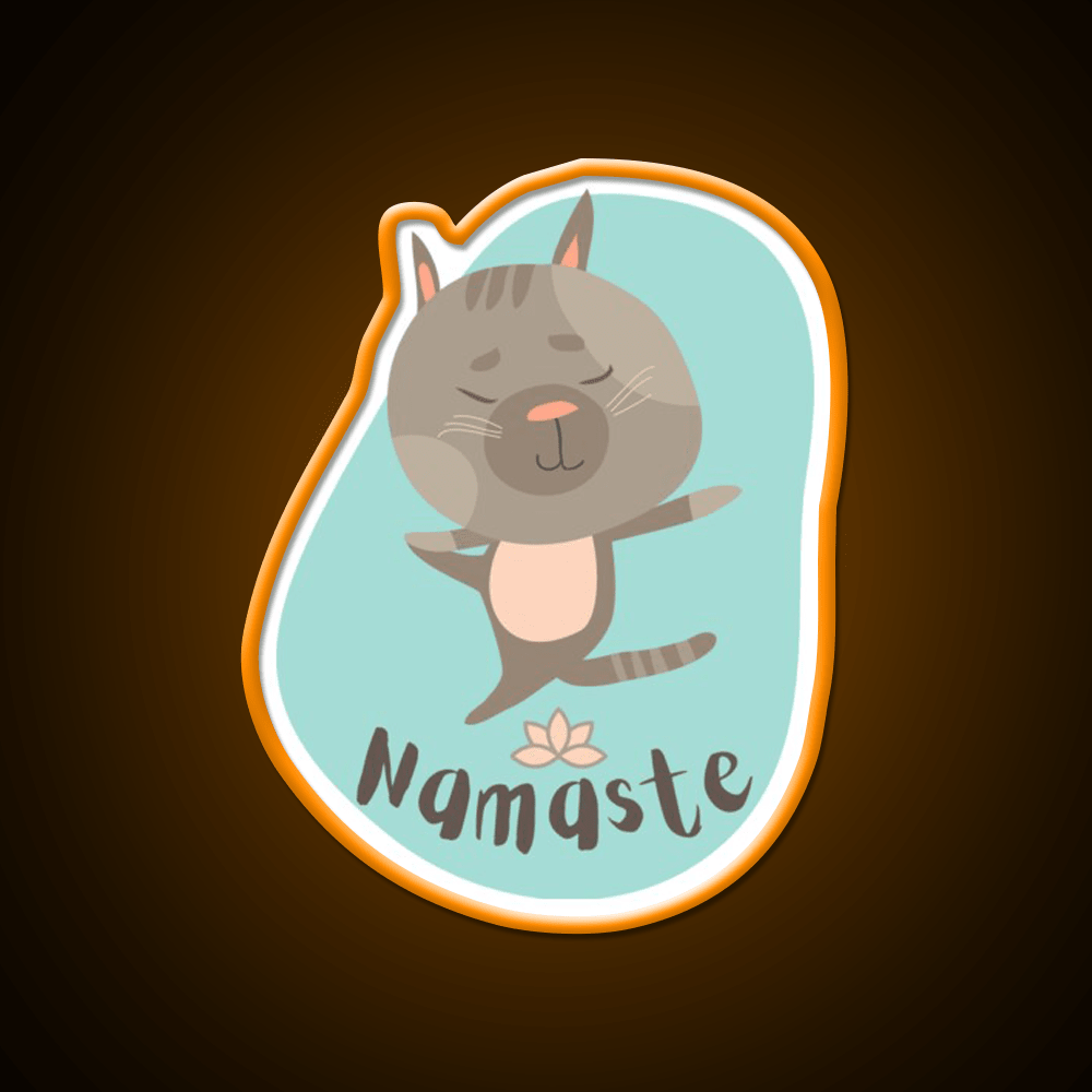 Namaste Cat Yoga Pose Yoga Led Neon Sign For Wellness Space Rgb Color - Shineneon