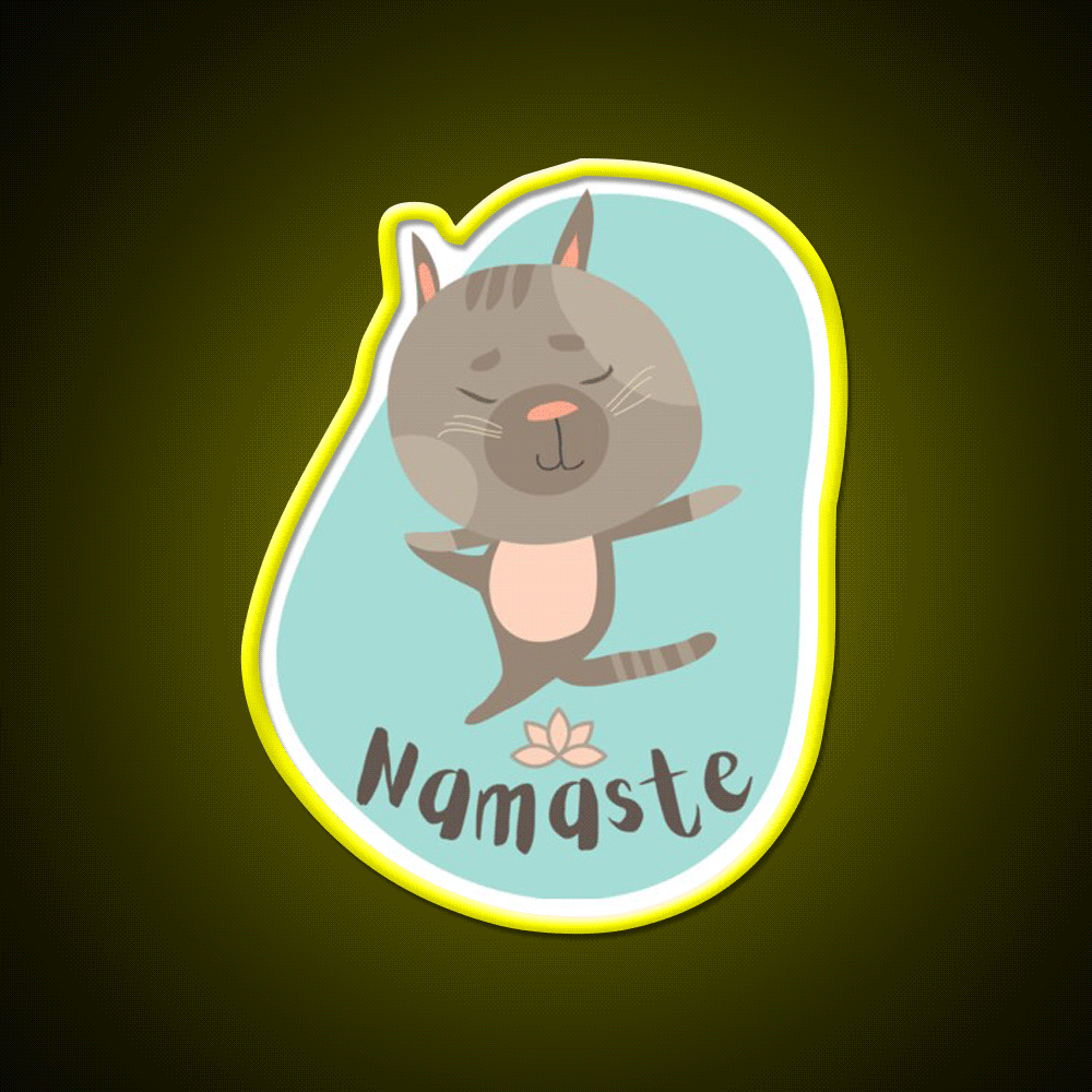 Namaste Cat Yoga Pose Yoga Led Neon Sign For Wellness Space Rgb Color