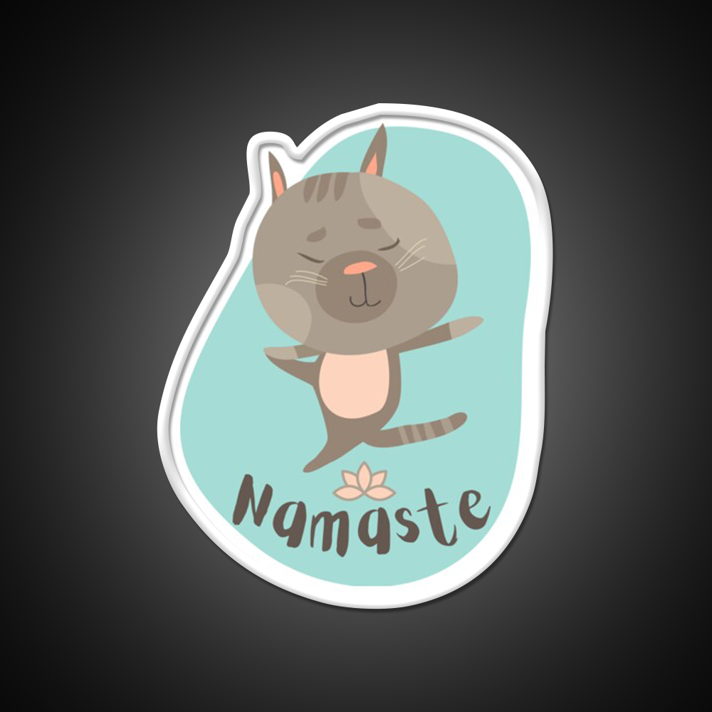 Namaste Cat Yoga Pose Yoga Led Neon Sign For Wellness Space Rgb Color