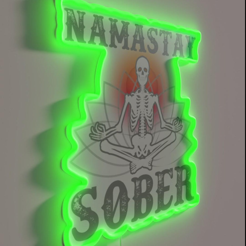 Namaste Sober Funny Yoga Aa Na Recovery Sobriety Rgb Led Neon Sign