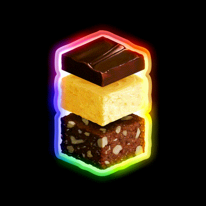Nanaimo Bar Snack Food Led Neon Sign Rgb Color - LED neon sign close-up detail
