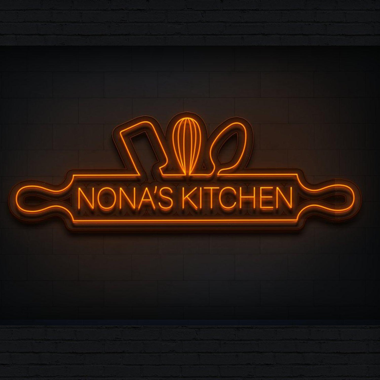 Nanas Kitchen Bright Yellow Led Neon Sign With Utensils For Home Or Cafe | Shineneon