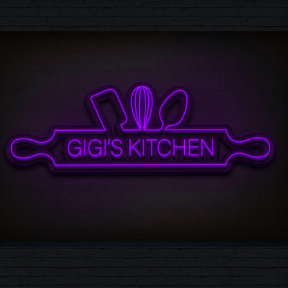 Nanas Kitchen Bright Yellow Led Neon Sign With Utensils For Home Or Cafe | Shineneon