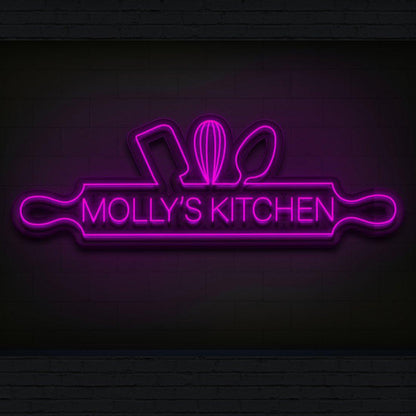 Nanas Kitchen Bright Yellow Led Neon Sign With Utensils For Home Or Cafe | Shineneon