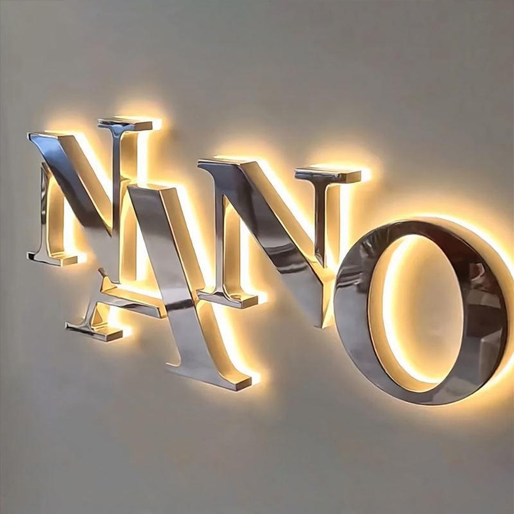 Nano 3D Backlit Stainless Steel Letters Business Metal Led Sign