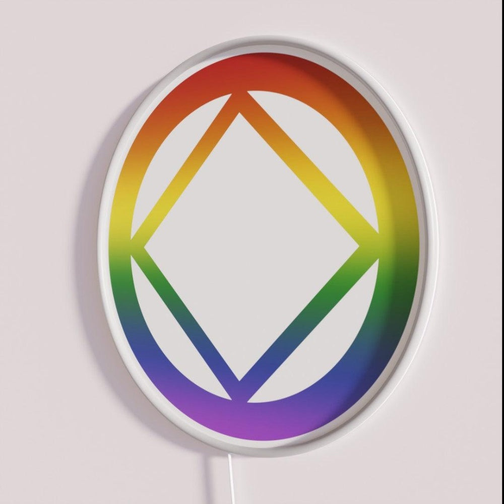Narcotics Rainbow Pride Symbol Rgb Led Neon Sign - Neon sign mounted on wall in room