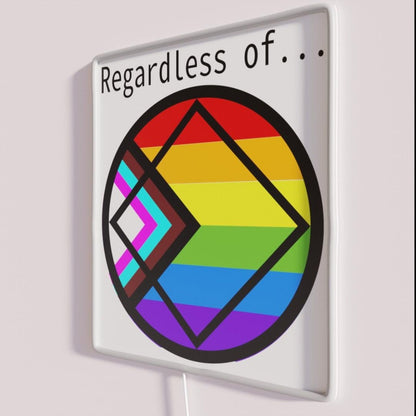 Narcotics Regardless Of Rgb Led Neon Sign - Neon sign mounted on wall in room
