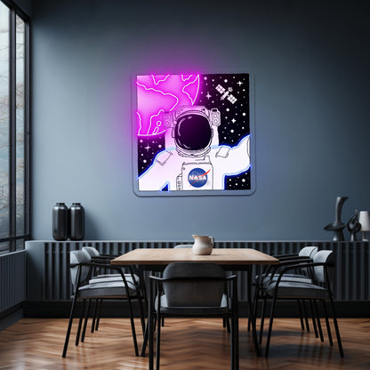 Nasa Astronaut Selfie In Space Artwork Neon Halloween Sign