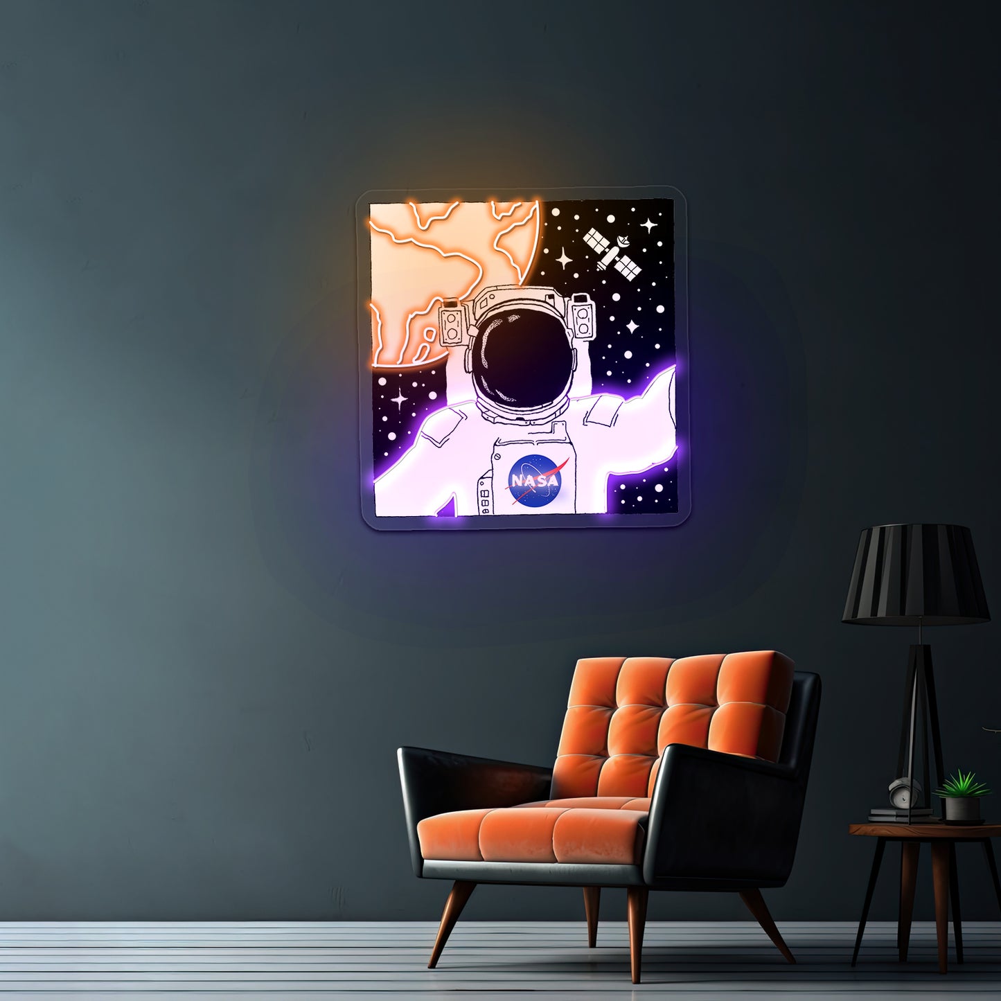 Nasa Astronaut Selfie In Space Artwork Neon Halloween Sign