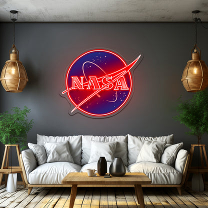 Nasa Logo Artwork Neon Garage Signs - Custom LED neon sign front view