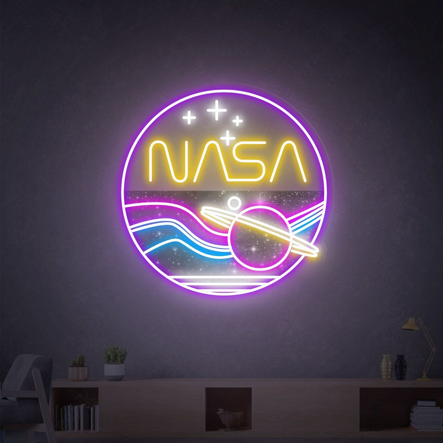 Nasa Round Handcrafted Led Neon Sign | Shineneon