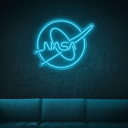 Nasa White Oval Led Neon Sign For Modern Tech Decor | Shineneon