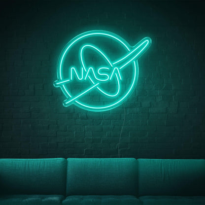 Nasa White Oval Led Neon Sign For Modern Tech Decor | Shineneon