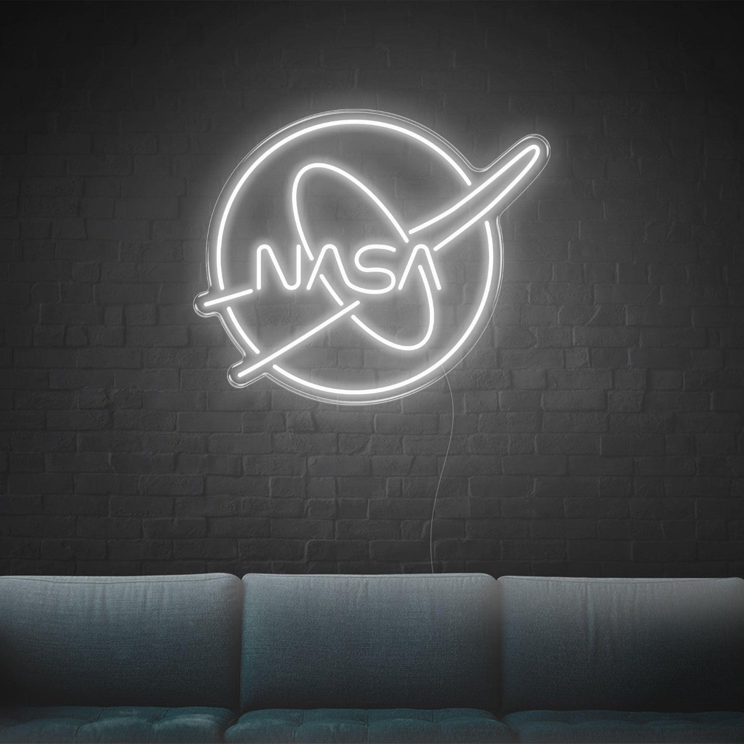 Nasa White Oval Led Neon Sign For Modern Tech Decor | Shineneon