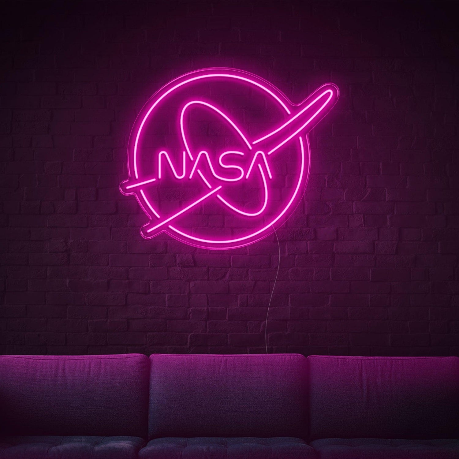 Nasa White Oval Led Neon Sign For Modern Tech Decor | Shineneon