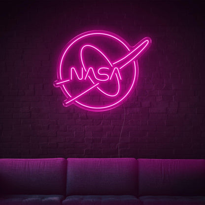 Nasa White Oval Led Neon Sign For Modern Tech Decor | Shineneon
