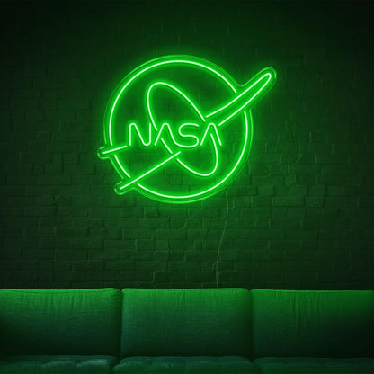 Nasa White Oval Led Neon Sign For Modern Tech Decor | Shineneon