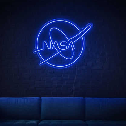 Nasa White Oval Led Neon Sign For Modern Tech Decor | Shineneon