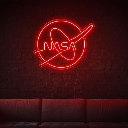 Nasa White Oval Led Neon Sign For Modern Tech Decor | Shineneon