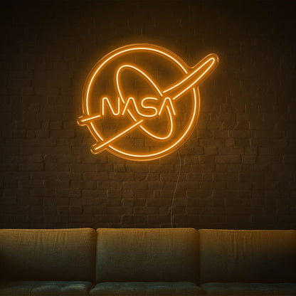 Nasa White Oval Led Neon Sign For Modern Tech Decor | Shineneon