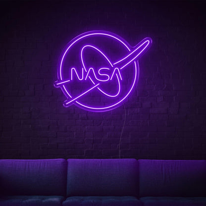 Nasa White Oval Led Neon Sign For Modern Tech Decor | Shineneon