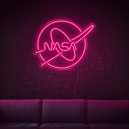 Nasa White Oval Led Neon Sign For Modern Tech Decor | Shineneon